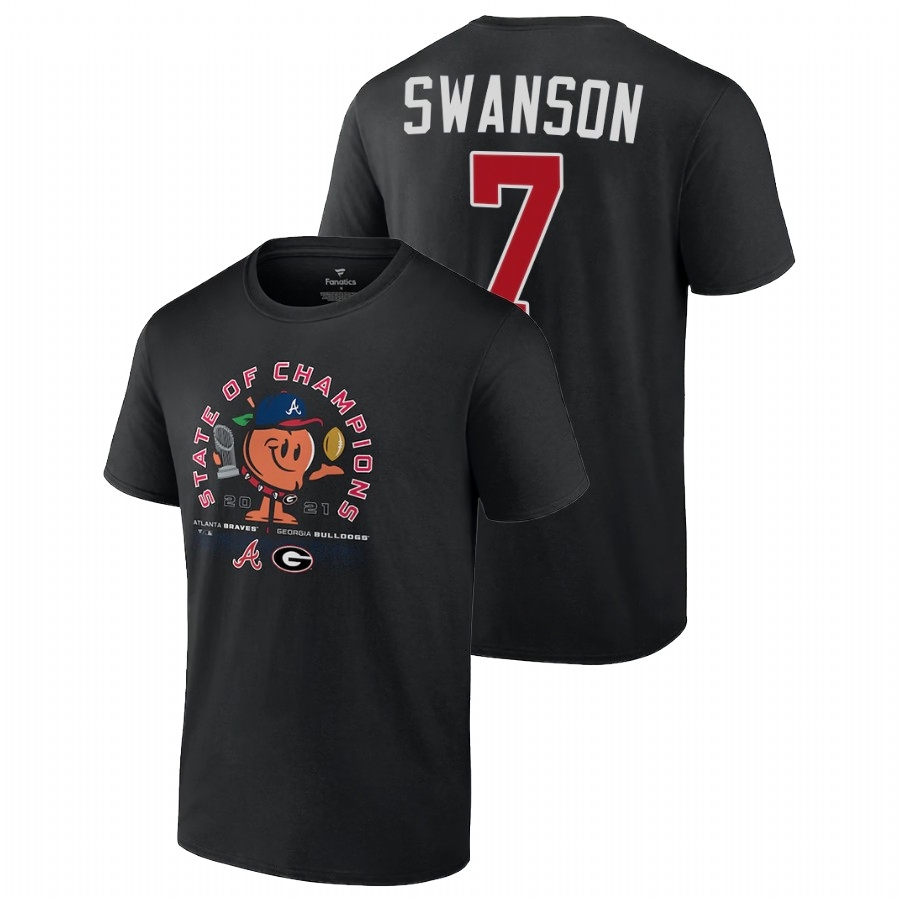 Georgia Bulldogs x Atlanta Braves Fanatics Branded 2021 State of Champions  Peach T-Shirt - Black